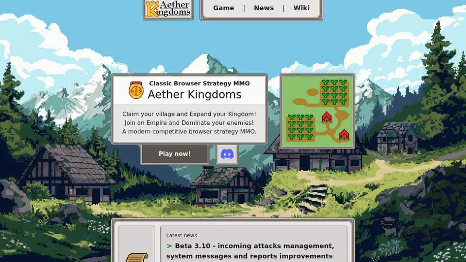 Aether Kingdoms home page