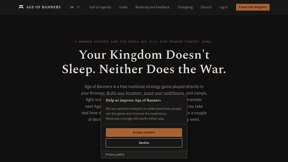 Age of Banners home page