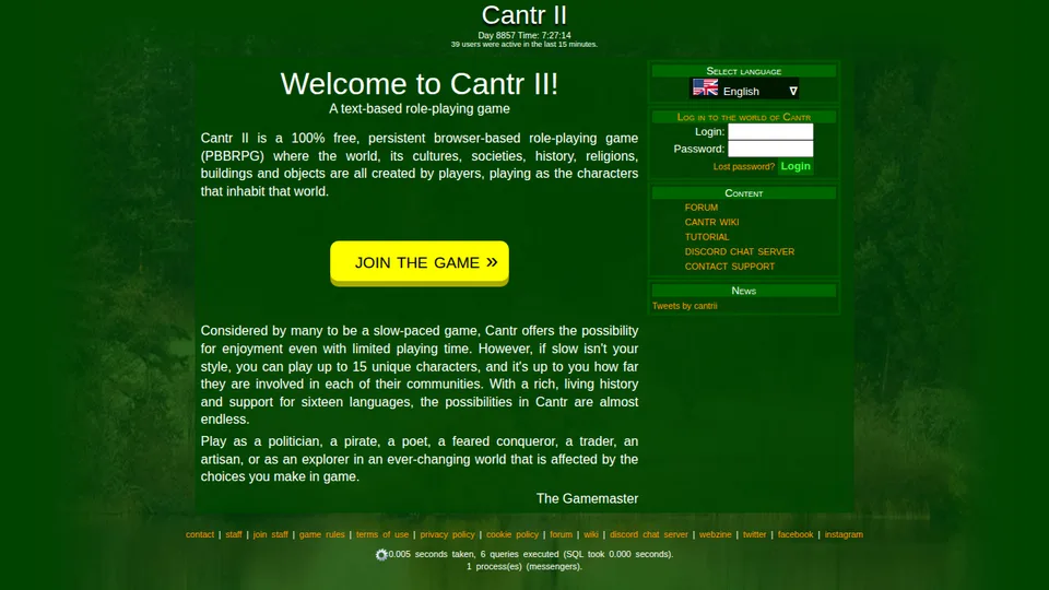Cantr home page