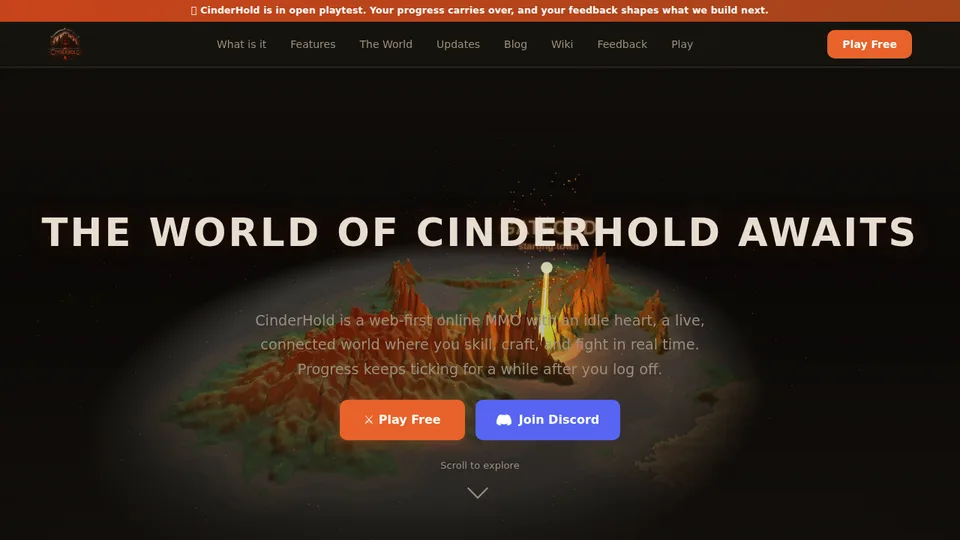 CinderHold home page