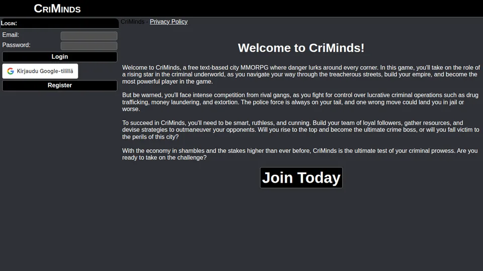 CriMinds home page