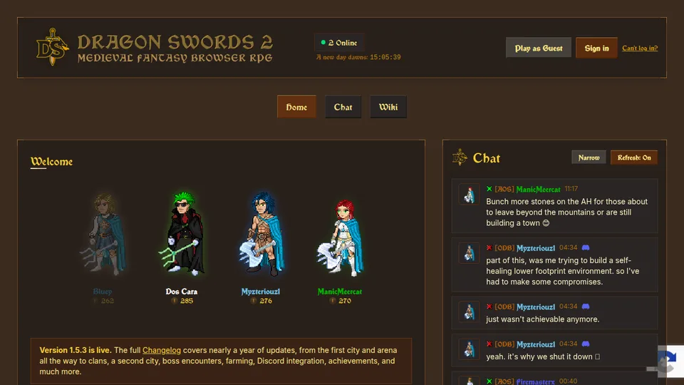 DragonSwords 2 home page