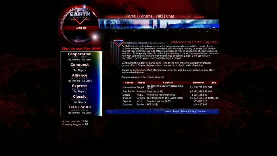 Earth Empires home page