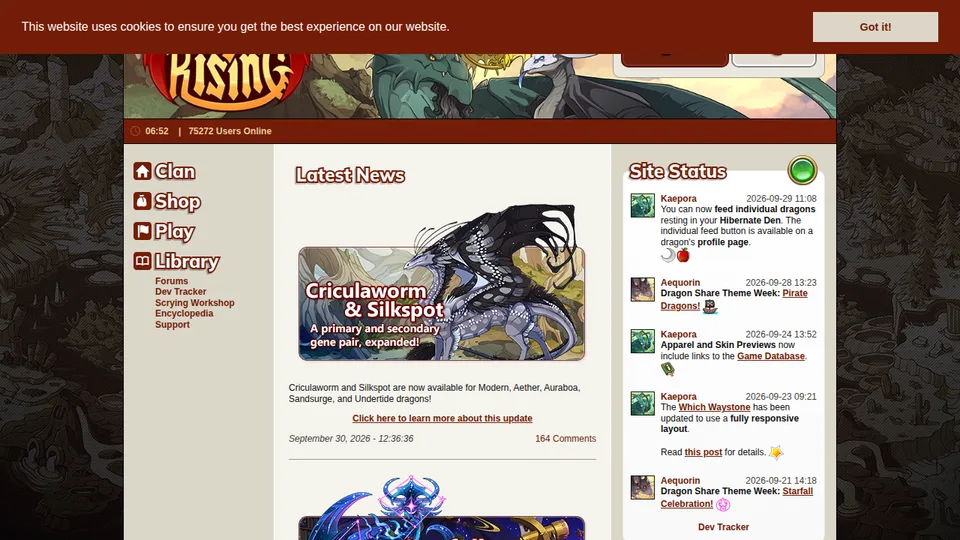Flight Rising home page