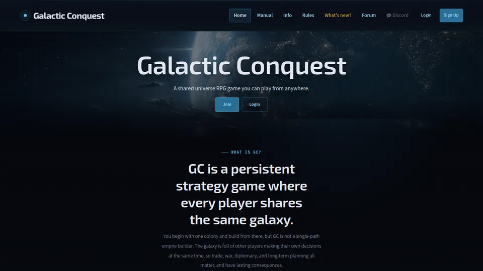 Galactic Conquest Classic home page