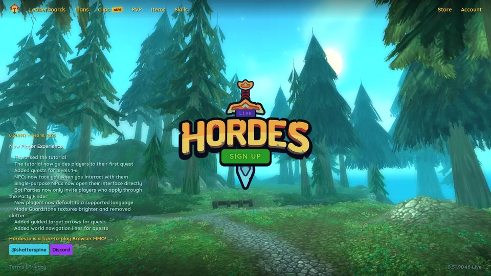 Hordes.io home page