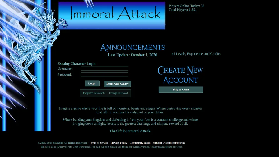 Immoral Attack home page