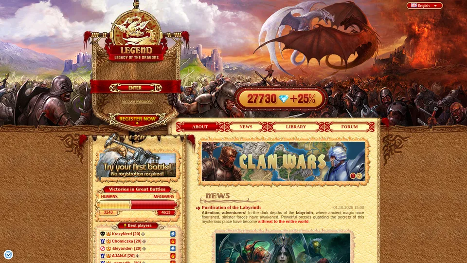 Legend: Legacy of the Dragons home page