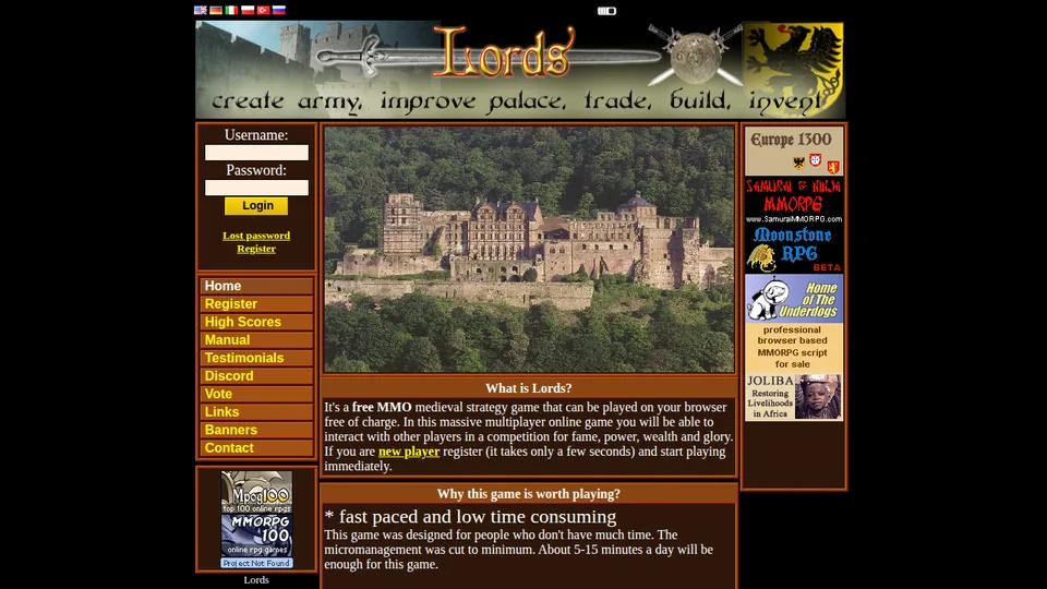 Lords home page