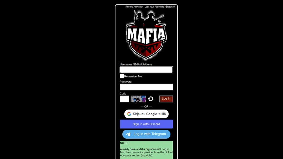 Mafia home page