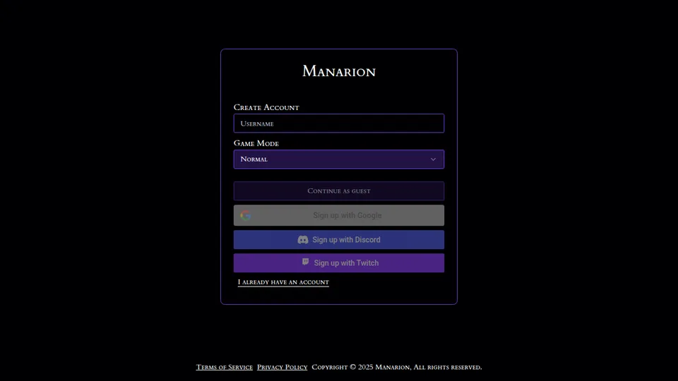 Manarion home page