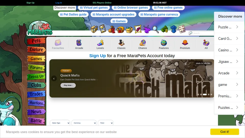 Marapets home page