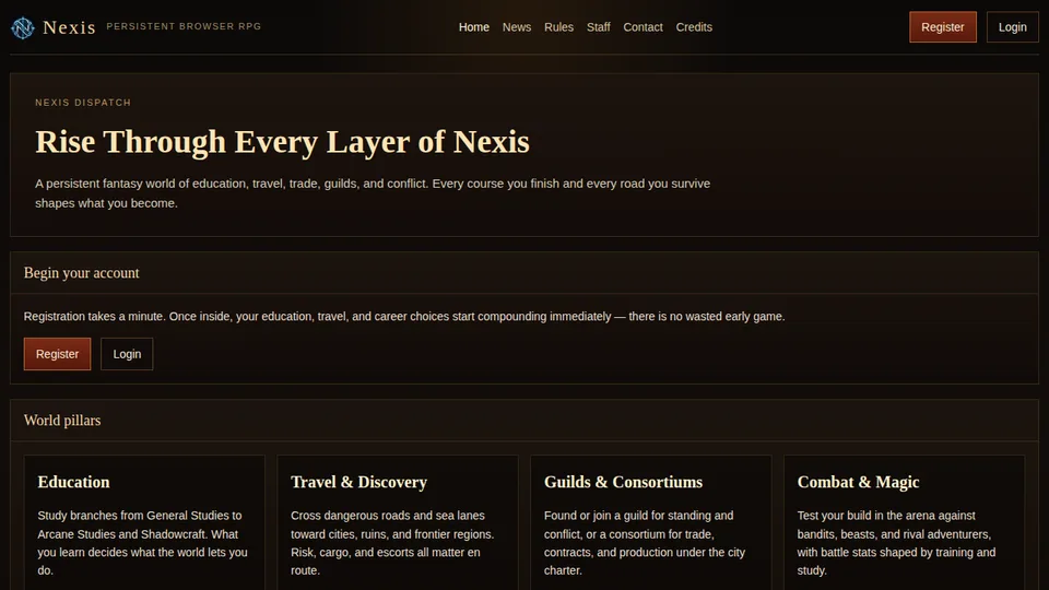 Nexis home page