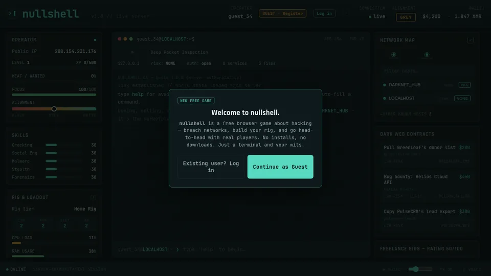 Nullshell home page
