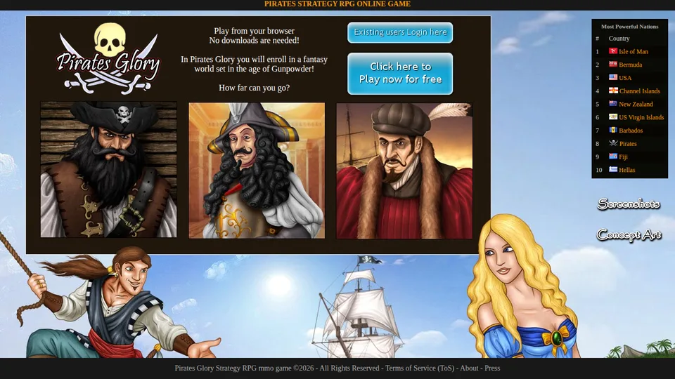 Pirates Glory home page