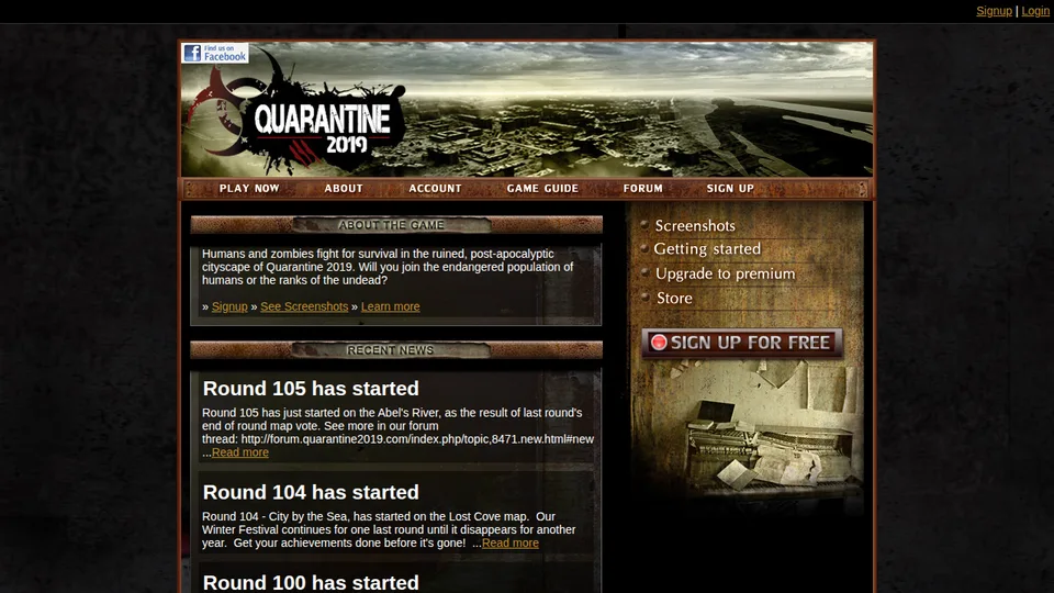 Quarantine 2019 home page