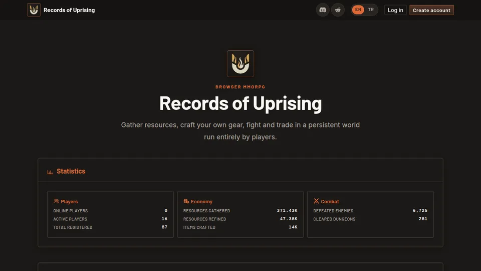 Records of Uprising home page