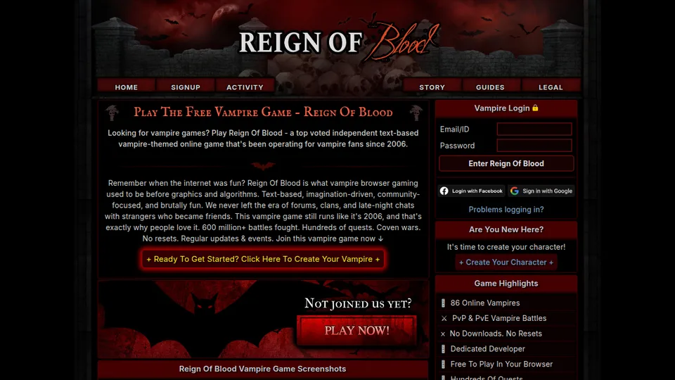 Reign Of Blood home page