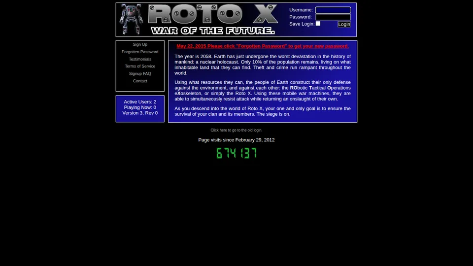 Roto X home page
