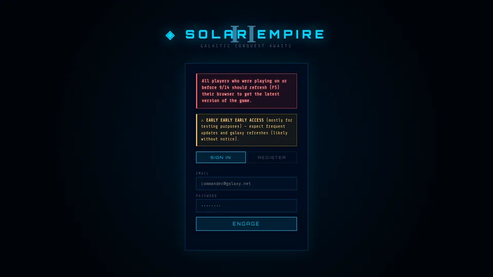 Solar Empire II home page