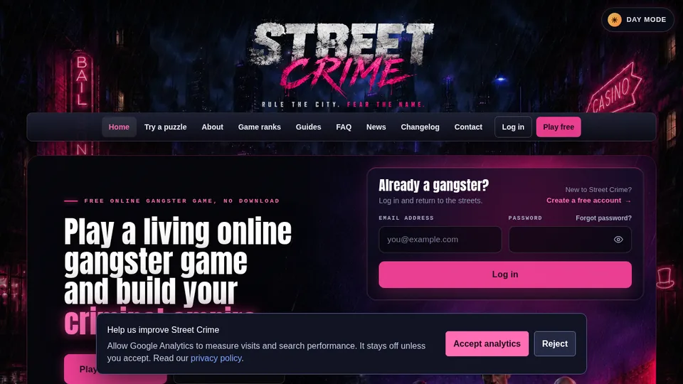 Street Crime home page