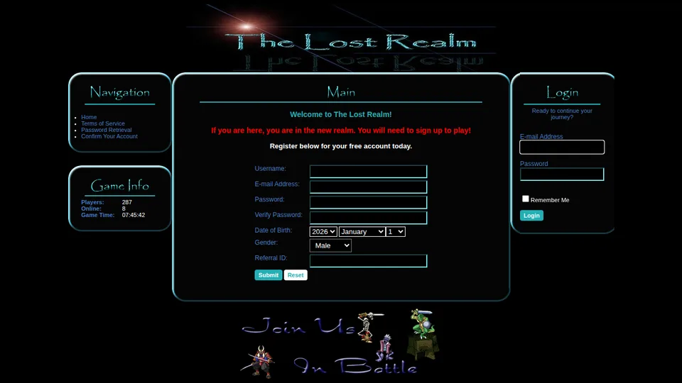 The Lost Realm home page