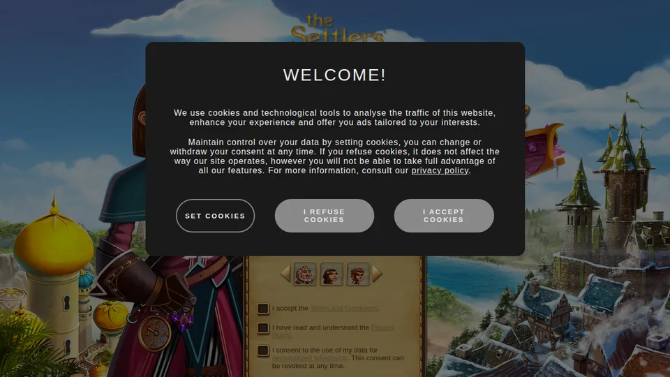 The Settlers Online home page