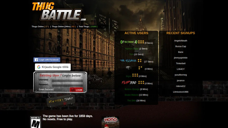 Thug Battle home page