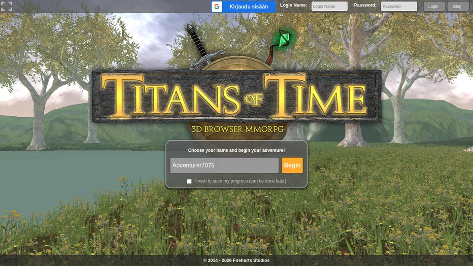 Titans of Time home page