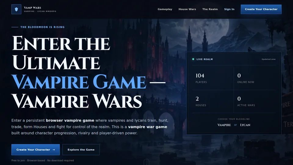 Vamp Wars home page