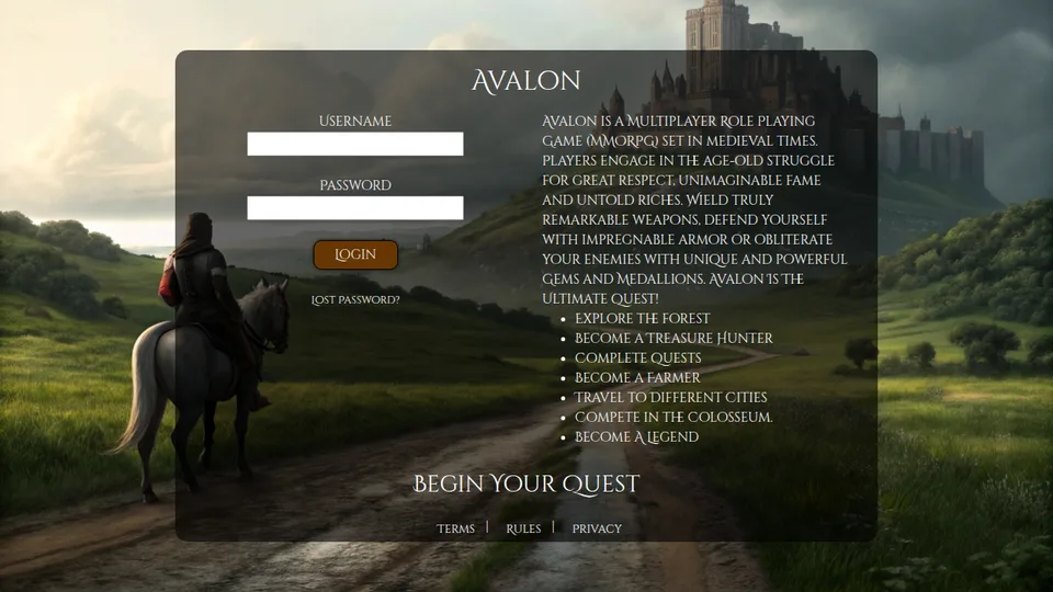 World of Avalon home page
